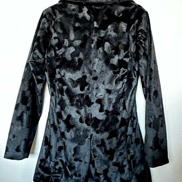 Vintage 90s Black Marbled Jacket - Faux Fur/Velvet -  Size M - worn once - Picture 2 of 6
